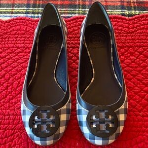 Tory Burch Women's Plaid Flats - Navy and White